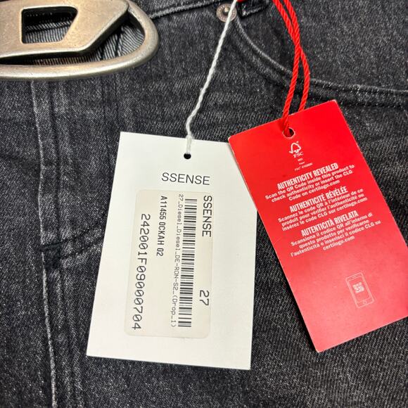 NWT Diesel De Ron Low Rise Cut Out Logo Denim Mini Skirt Women's 27 Y2K Grunge - Picture 7 of 11